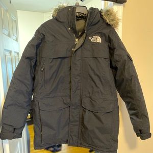 The north face parka dark gray